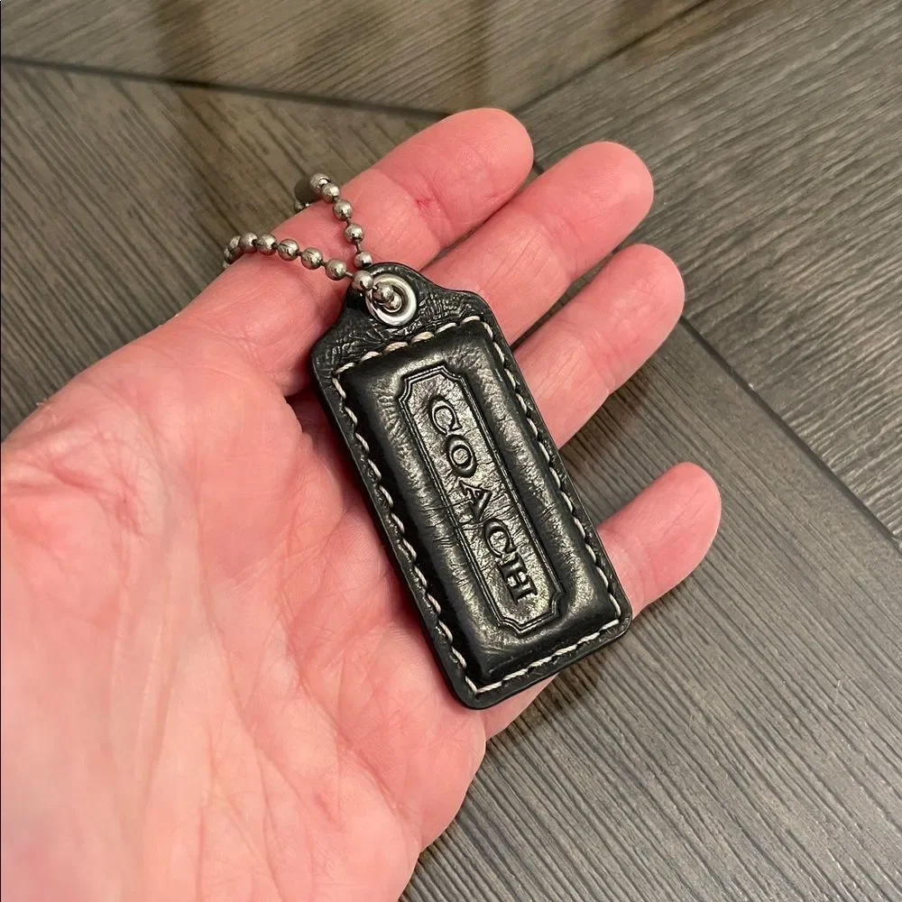 Coach Black Leather Hangtag - Key Chain